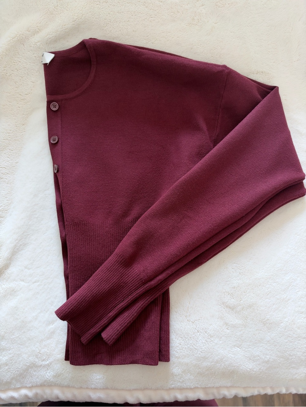 Aritzia Wilfred Golightly Cardigan Crewneck Sweater in Wine